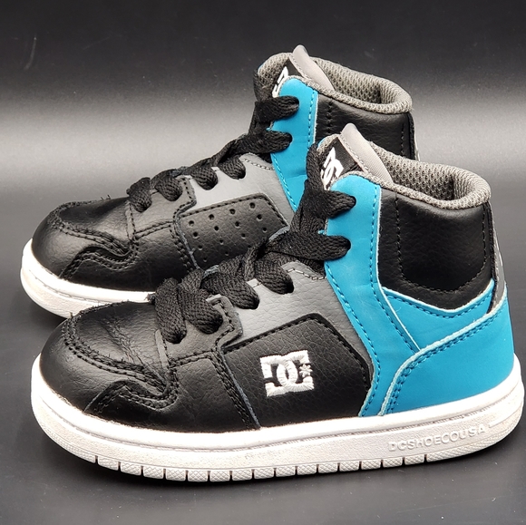 DC Pure High Top Toddlers Sneaker. Black / Blue Size 7 - Picture 3 of 14
